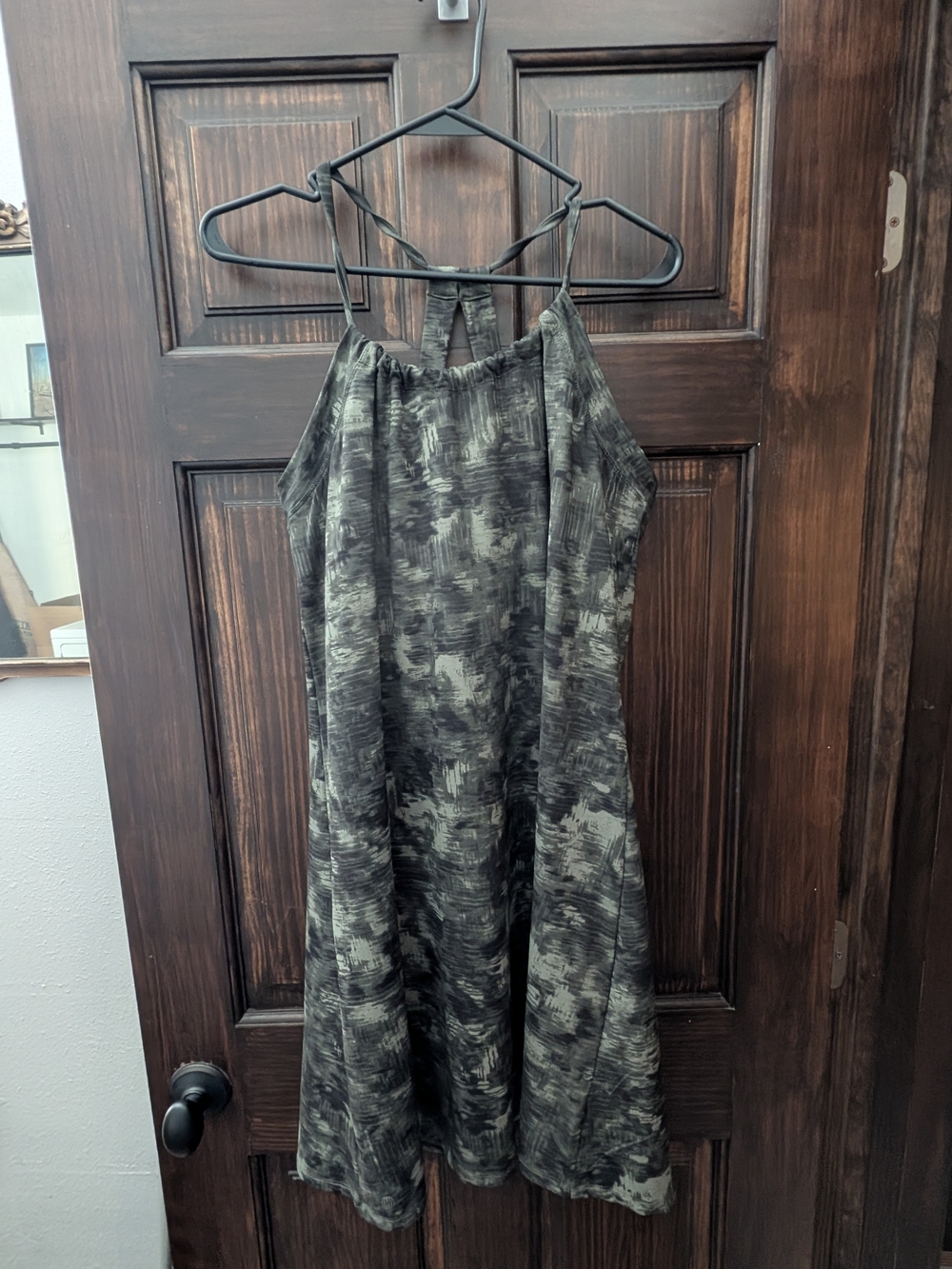 Balance Collection Olive and Black Camouflage Halter Midi Dress